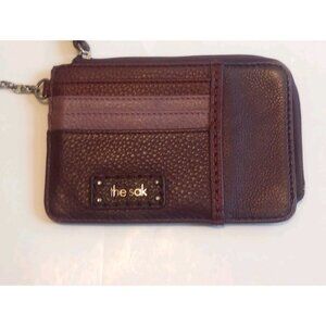The Sak Iris Cred Card Wallet Zip Around Key Chain Burgundy  2 Two-tone Leather